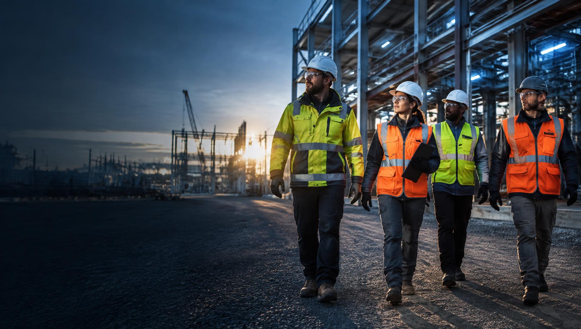 Skilled trades workforce at an industrial construction project
